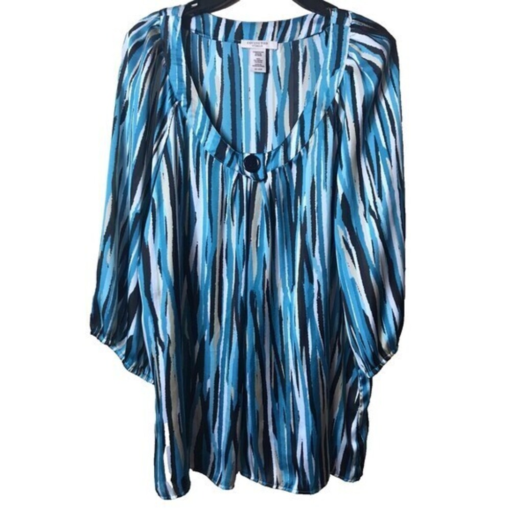 Covington Women’s‎ Blue & Black Strip Tunic Style Blouse Size 22/24
